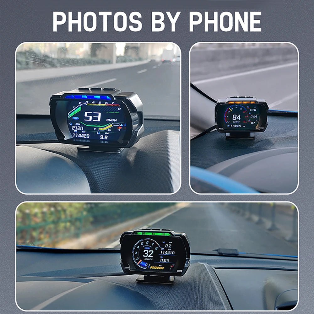 2024 Newest Dashboard Head Up Display OBD2 HUD Total Mileage Car Logo Turbo Boost Security Alarm Water&Oil Temp. RPM - Car Story