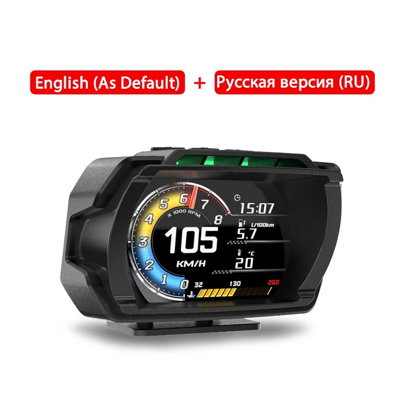 2024 Newest Dashboard Head Up Display OBD2 HUD Total Mileage Car Logo Turbo Boost Security Alarm Water&Oil Temp. RPM - Car Story