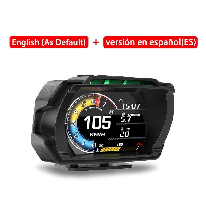 2024 Newest Dashboard Head Up Display OBD2 HUD Total Mileage Car Logo Turbo Boost Security Alarm Water&Oil Temp. RPM - Car Story