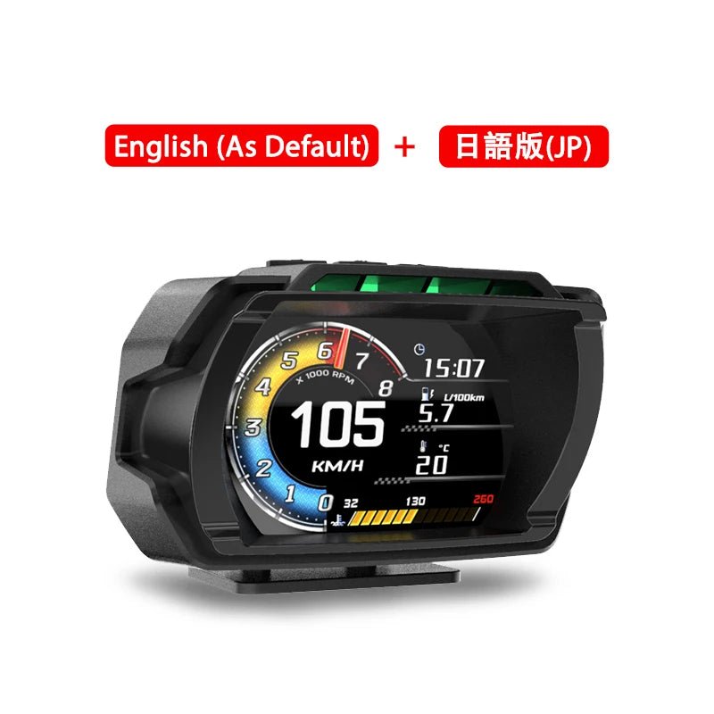 2024 Newest Dashboard Head Up Display OBD2 HUD Total Mileage Car Logo Turbo Boost Security Alarm Water&Oil Temp. RPM - Car Story