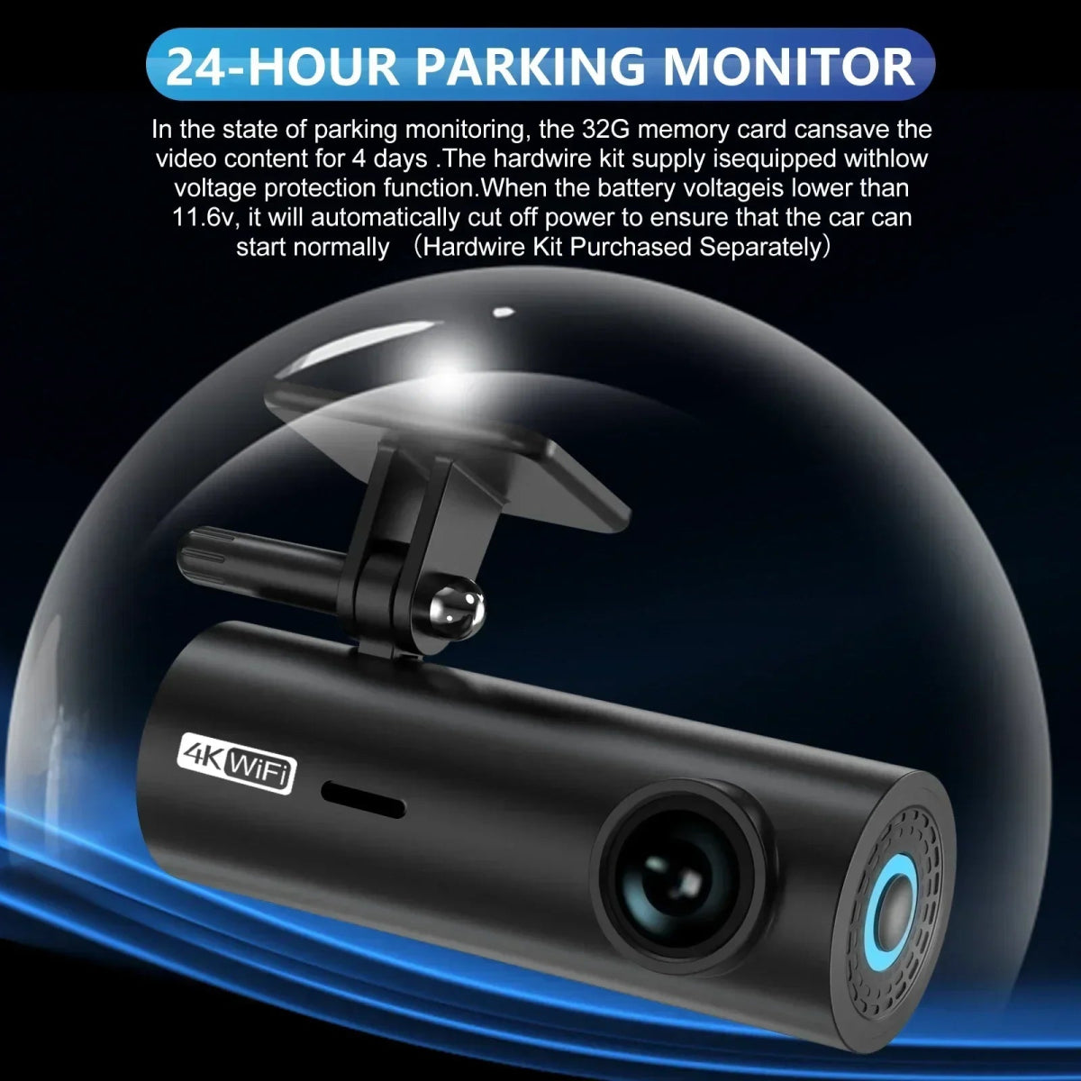 4K Dash Cam DVR Recorder APP Control with WIFI Voice 24h Parking Monitoring function - Car Story