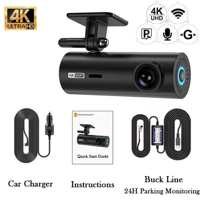 4K Dash Cam DVR Recorder APP Control with WIFI Voice 24h Parking Monitoring function - Car Story