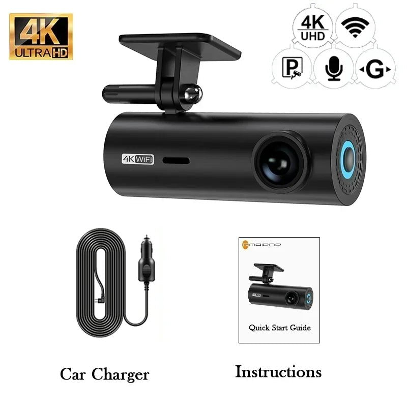 4K Dash Cam DVR Recorder APP Control with WIFI Voice 24h Parking Monitoring function - Car Story