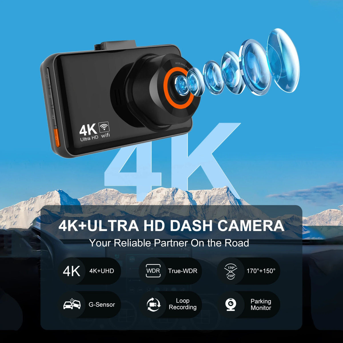 4K WiFi Dash Cam Front and Rear Dual Lens 24H Parking Monitor - Car Story