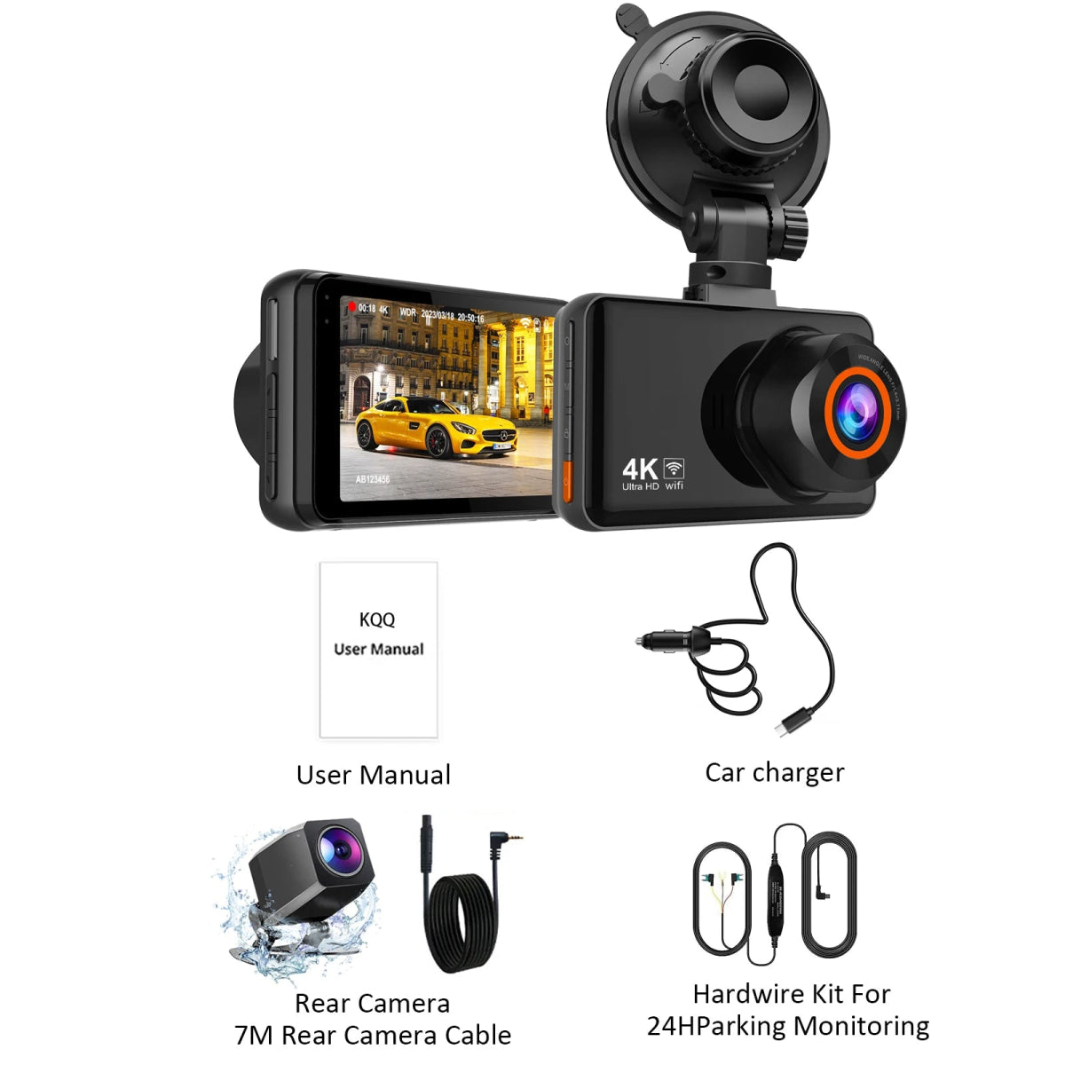 4K WiFi Dash Cam Front and Rear Dual Lens 24H Parking Monitor - Car Story