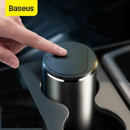 Baseus Car Trash Bin Alloy Garbage Can For Car Dustbin Waste Rubbish Basket Bin Organizer Storage Holder Bag Auto Accessories - Car Story