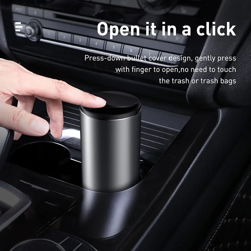 Baseus Car Trash Bin Alloy Garbage Can For Car Dustbin Waste Rubbish Basket Bin Organizer Storage Holder Bag Auto Accessories - Car Story