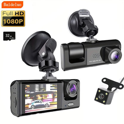 Dash Cam W/ IR Night Vision Loop Recording & 2" IPS Screen 1080P 3 Camera - Car Story