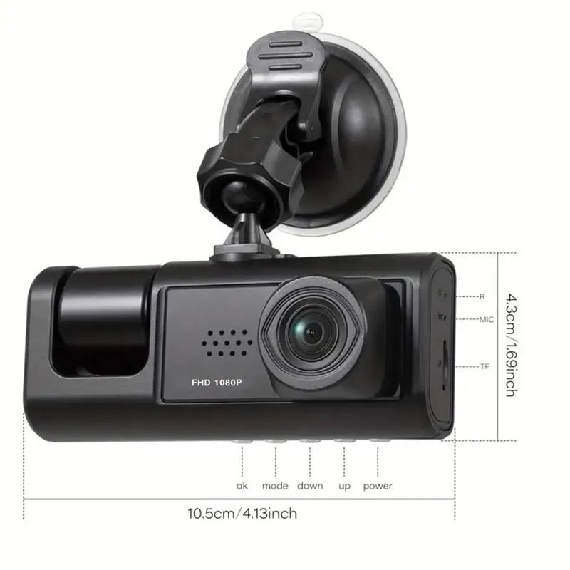 Dash Cam W/ IR Night Vision Loop Recording & 2" IPS Screen 1080P 3 Camera - Car Story