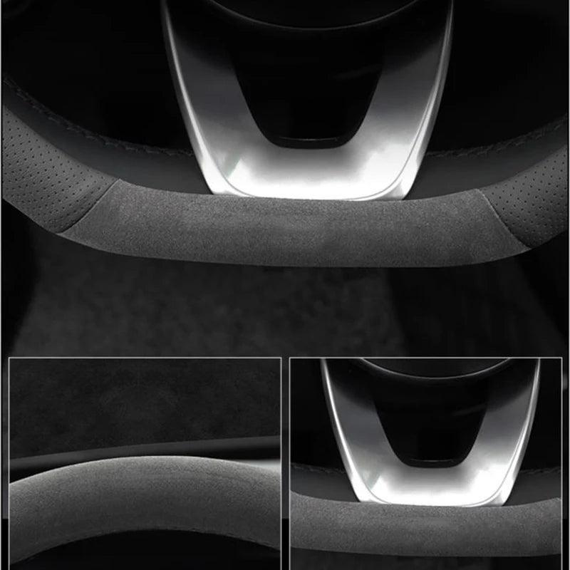 Suede Leather Steering Wheel Cover For Tesla Model 3 Y X S - Car Story