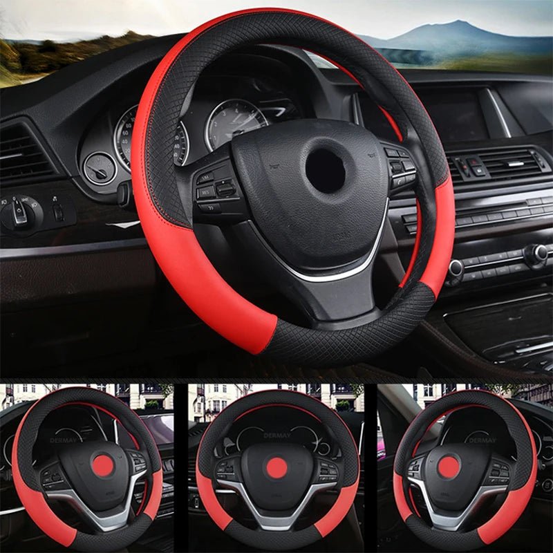 Universal Car Steering Wheel Cover For 37 - 38cm Steer Wheel Faux Leather Breathable Car Wheel Cover Interior Auto Accessories - Car Story