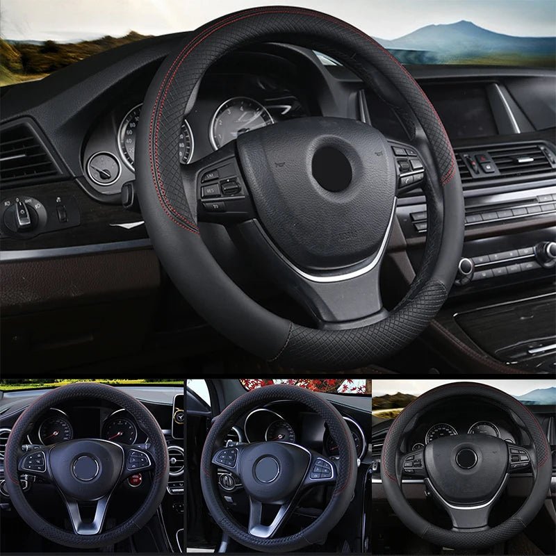 Universal Car Steering Wheel Cover For 37 - 38cm Steer Wheel Faux Leather Breathable Car Wheel Cover Interior Auto Accessories - Car Story