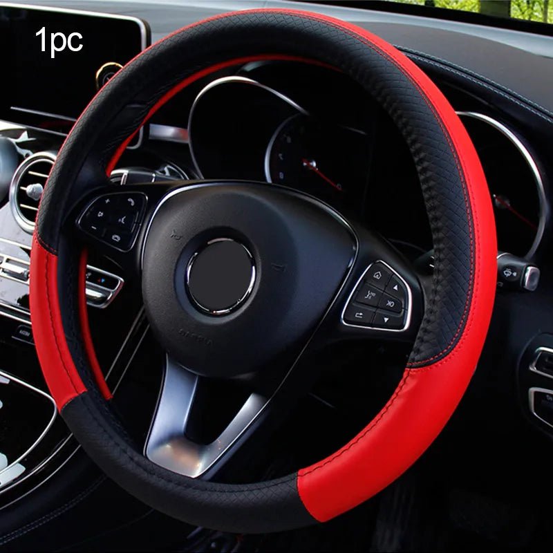 Universal Car Steering Wheel Cover For 37 - 38cm Steer Wheel Faux Leather Breathable Car Wheel Cover Interior Auto Accessories - Car Story