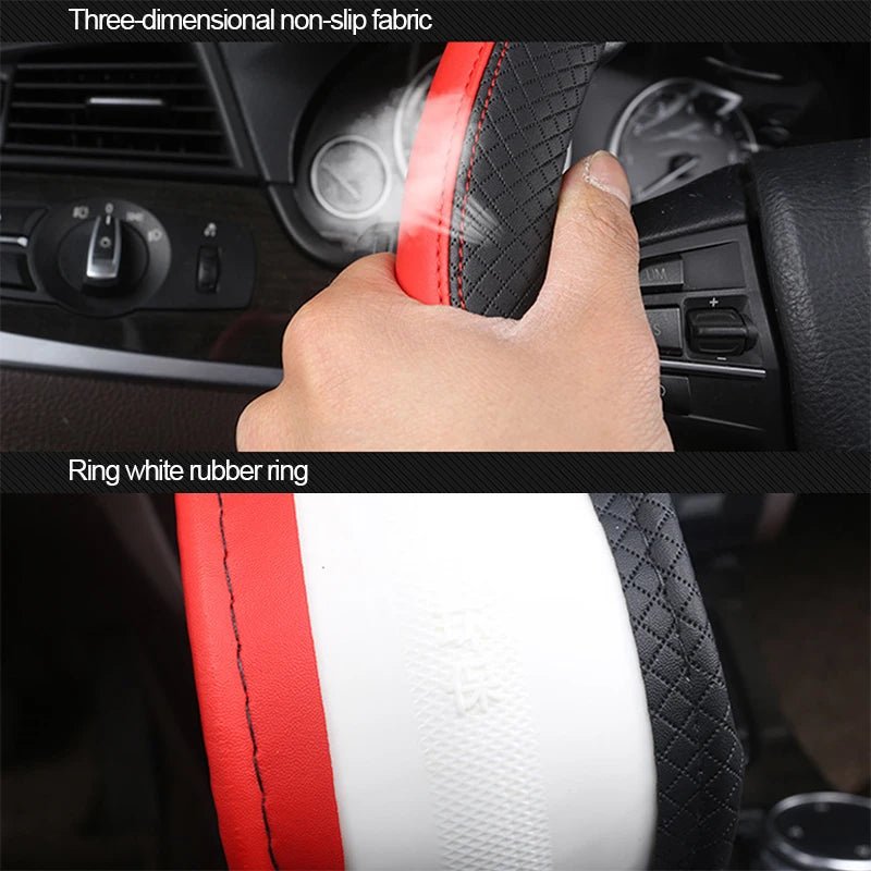 Universal Car Steering Wheel Cover For 37 - 38cm Steer Wheel Faux Leather Breathable Car Wheel Cover Interior Auto Accessories - Car Story