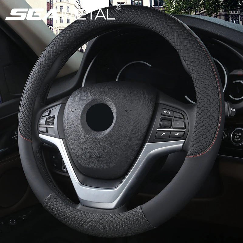 Universal Car Steering Wheel Cover For 37 - 38cm Steer Wheel Faux Leather Breathable Car Wheel Cover Interior Auto Accessories - Car Story